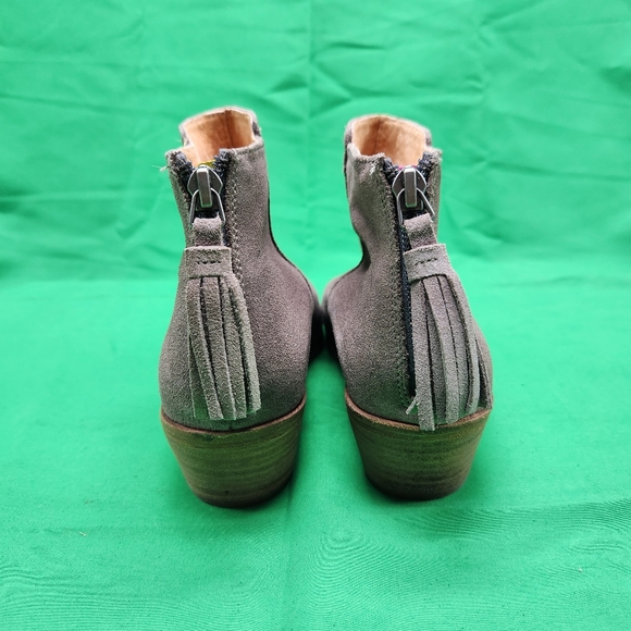 Joules Womens Size 6 Gray Grey Back Zip Tassel Ankle Suede Leather Boots Booties - Picture 6 of 13